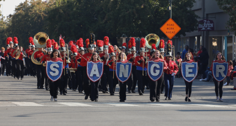 Band and Color Guard march at the Veteran’s Day Parade on Nov. 5.