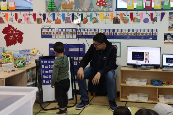 Brandon Soto teaching a lesson the color blue. 