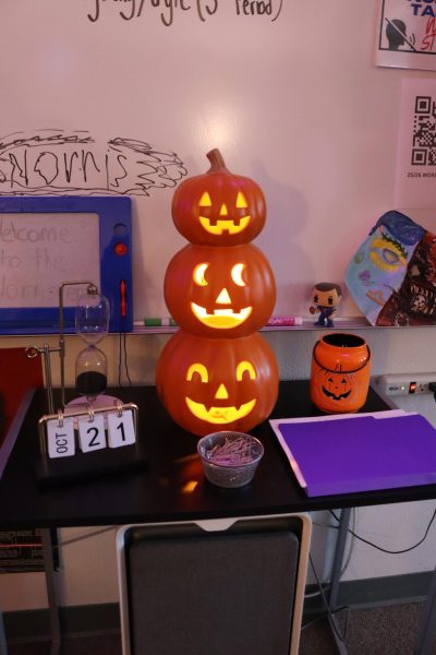Justin Norris decorates his room for fall.
